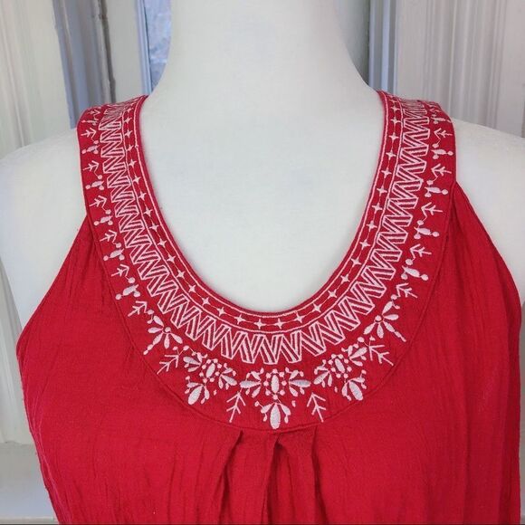 Oscar de la Renta x Neiman Marcus Red Embroidered Sundress - Size M - Picture 4 of 6